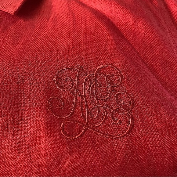 LAUREN Ralph Lauren Red Orange Linen Button Up Shirt Size Petite Medium - Picture 5 of 6